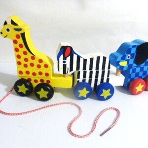 Expired Melissa and Doug ANIMAL TRAIN BUILDING BLOCK #10289 GH1318 Wood Blocks